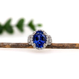 5.7ct Tanzanite Ring w Earth Mined Diamonds in 14K Solid Gold | Oval 13x10mm