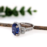 5.7ct Tanzanite Ring w Earth Mined Diamonds in 14K Solid Gold | Oval 13x10mm