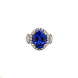 5.7ct Tanzanite Ring w Earth Mined Diamonds in 14K Solid Gold | Oval 13x10mm