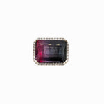 9.19ct Bi-Color Tourmaline Ring w Natural Diamond Halo in Solid 14k White gold