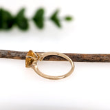 Nature Inspired Citrine Ring w Diamond Accents in Solid 14K Gold | Oval 8x7mm