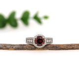 1.4ct Spessartine Garnet Ring w Earth Mined Diamonds in Solid 14K White Gold | Round 6.5mm