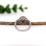 1.4ct Spessartine Garnet Ring w Earth Mined Diamonds in Solid 14K White Gold | Round 6.5mm