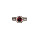 1.4ct Spessartine Garnet Ring w Earth Mined Diamonds in Solid 14K White Gold | Round 6.5mm