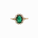 Vintage Inspired Emerald Ring w Earth Mined Diamonds in Solid 14K Gold | Oval 8x6mm | May Birthstone