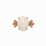 4.6ct Opal Ring w Earth Mined Diamonds in Solid 14k Rose Gold | Oval 14x10mm | October Birthstone