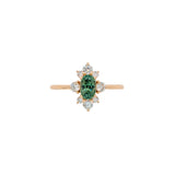 Demantoid Ring w Earth Mined Diamonds in Solid 14K Yellow Gold | Oval 6x4mm