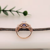 1.4ct Statement Tanzanite Ring w Pink Sapphire Accents in Solid 14K Yellow Gold | EM 8x6mm