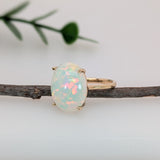 Ahana 14K Solid Yellow Gold Opal Solitaire Ring | OV 14x11mm