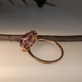 5ct Star Ruby Ring w Natural Diamond Halo in Solid 14K Yellow Gold | OV 12x9mm