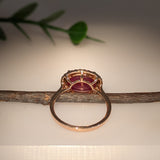 5ct Star Ruby Ring w Natural Diamond Halo in Solid 14K Yellow Gold | OV 12x9mm