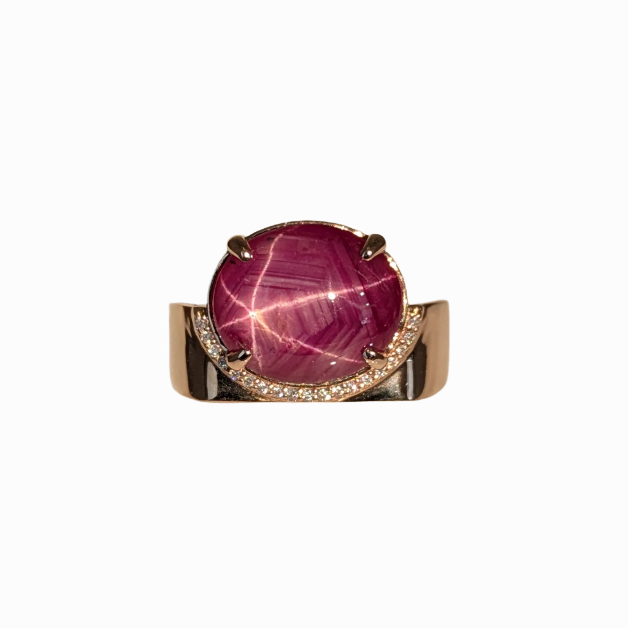 winsome 14k rose gold 6.26cts star ruby diamond ring