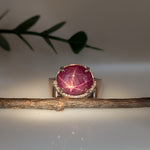 winsome 14k rose gold 6.26cts star ruby diamond ring