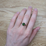 Elly 14k Solid Yellow Gold Tsavorite and Diamond Ring | Oval 8x6mm