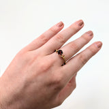 Garnet Ring w Earth Mined Diamonds in Solid 14K Solid Gold | Round 6mm