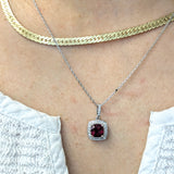 14K White Gold 1.24ct Madagascar Ruby and Natural Diamond Halo Pendant