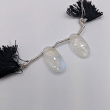 Natural Untreated Rainbow Moonstone | Drilled Matching Pair | Oval Shape- Side Drilled Beautiful Gemstones | 21x11mm