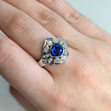 Yeri 14K White Gold 2.13cts Ceylon Sapphire Diamond Ring | Round 7mm