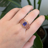 1.4ct Statement Tanzanite Ring w Pink Sapphire Accents in Solid 14K Yellow Gold | EM 8x6mm