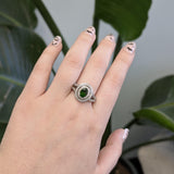 Stunning Chrome Diopside Ring w Earth Mined Diamonds in Solid 14K White Gold | Oval 7x5mm