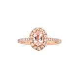 Pink Morganite Ring w Earth Mined Diamonds in Solid 14K Rose Gold | Oval 6x4mm | June Birthstone