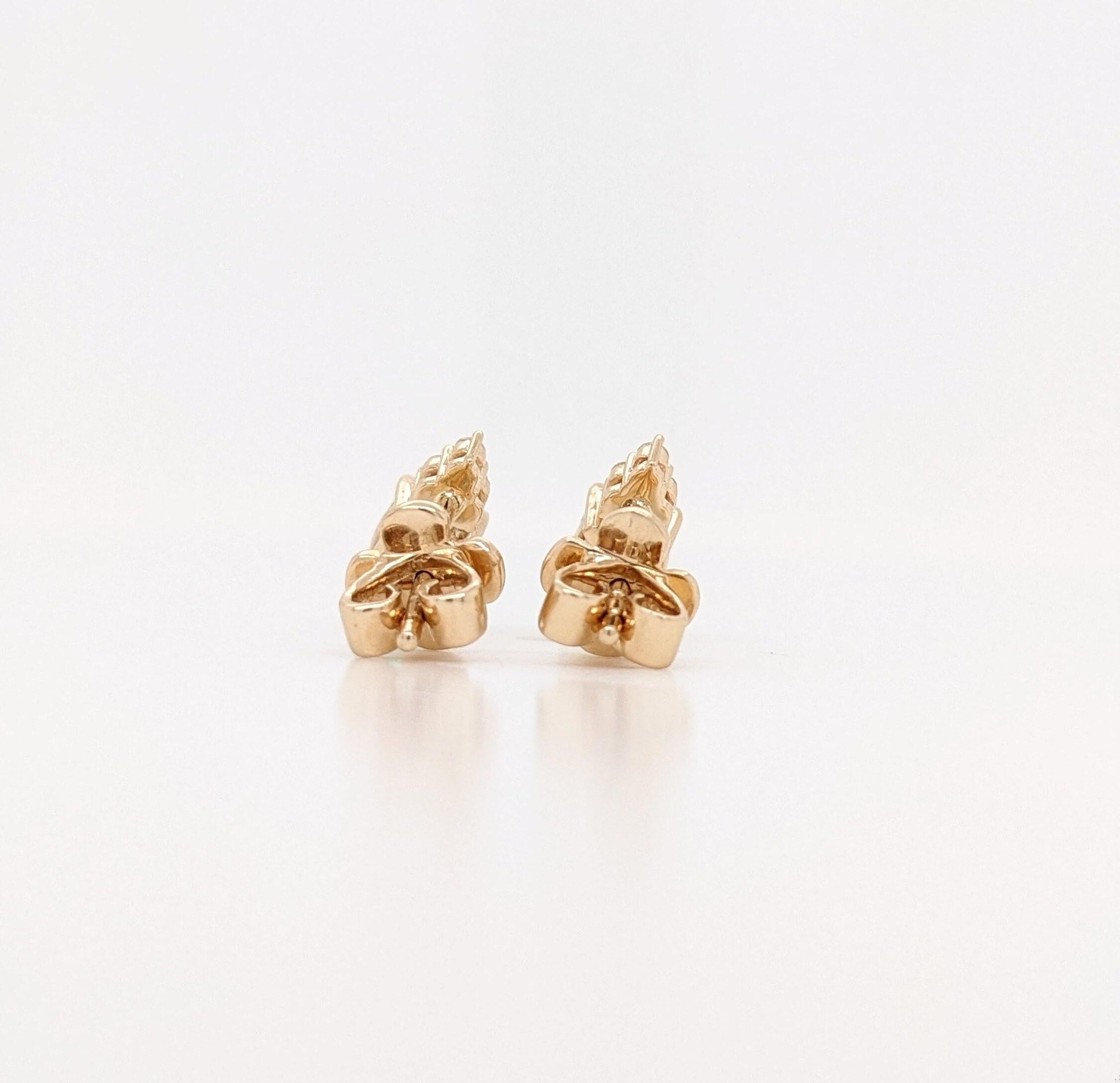 Emerald Stud Earrings w Earth Mined Diamonds in Solid 14K Gold | Oval 7x5mm