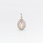 AAA Morganite Pendant w Earth Mined Diamondin Solid 14K Dual Gold Pear 10x7mm