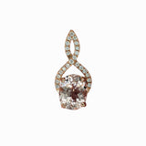 1.7ct Morganite Pendant w Earth Mined Diamonds in Solid 14K Rose Gold Oval 9x7mm