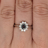 Natural Alexandrite Ring in Solid 14K White Gold with Natural Diamonds | Oval 5x4mm | June Birthstone