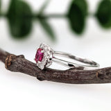 Mozambique Ruby and Diamond Halo Ring