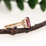 2ct Pink Tourmaline Ring w Earth Mined Diamonds in Solid 14K Yellow Gold OV 10x7