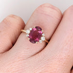 2ct Pink Tourmaline Ring w Earth Mined Diamonds in Solid 14K Yellow Gold OV 10x7