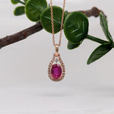 Pretty Red Ruby Pendant w Diamond Accents