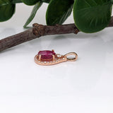 Pretty Red Ruby Pendant w Diamond Accents
