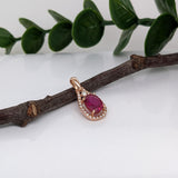Pretty Red Ruby Pendant w Diamond Accents