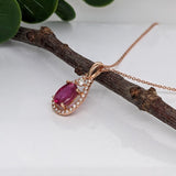 Pretty Red Ruby Pendant w Diamond Accents