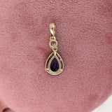 2.4ct Amethyst Pendant w a Natural Diamond in Solid 14k Yellow Gold Pear 11x8mm