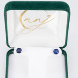 Blue Sapphire Stud Earrings in Solid 14K Gold | 3-Prong Round Solitaire Dainty Gemstone Earrings | Natural Sapphire Jewelry, 3mm 4mm 5mm 6mm