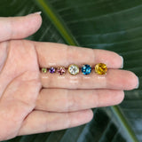 Citrine Round Martini Solitaire Stud Earrings | 3mm 4mm 5mm 6mm 7mm 8mm