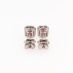 Red Garnet Stud Earrings w Earth Mined Diamonds in Solid 14k White Gold EM 6x4mm