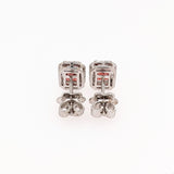 Red Garnet Stud Earrings w Earth Mined Diamonds in Solid 14k White Gold EM 6x4mm