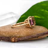 6.38ct Ametrine Ring w Earth Mined Diamonds in Solid 14K Gold | Cushion 14x10mm