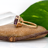 6.38ct Ametrine Ring w Earth Mined Diamonds in Solid 14K Gold | Cushion 14x10mm