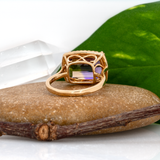 6.38ct Ametrine Ring w Earth Mined Diamonds in Solid 14K Gold | Cushion 14x10mm