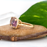 6.38ct Ametrine Ring w Earth Mined Diamonds in Solid 14K Gold | Cushion 14x10mm