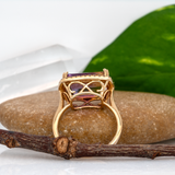 6.38ct Ametrine Ring w Earth Mined Diamonds in Solid 14K Gold | Cushion 14x10mm