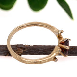 Garnet Ring w Earth Mined Diamonds in Solid 14K Solid Gold | Round 6mm