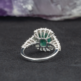 3ct Dazzling Emerald Ring w Earth Mined Diamonds in Solid 14k White Gold | Oval 11x9mm | Statement Ring | May Birthstone