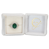 3ct Dazzling Emerald Ring w Earth Mined Diamonds in Solid 14k White Gold | Oval 11x9mm | Statement Ring | May Birthstone