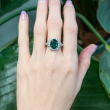 3ct Dazzling Emerald Ring w Earth Mined Diamonds in Solid 14k White Gold | Oval 11x9mm | Statement Ring | May Birthstone